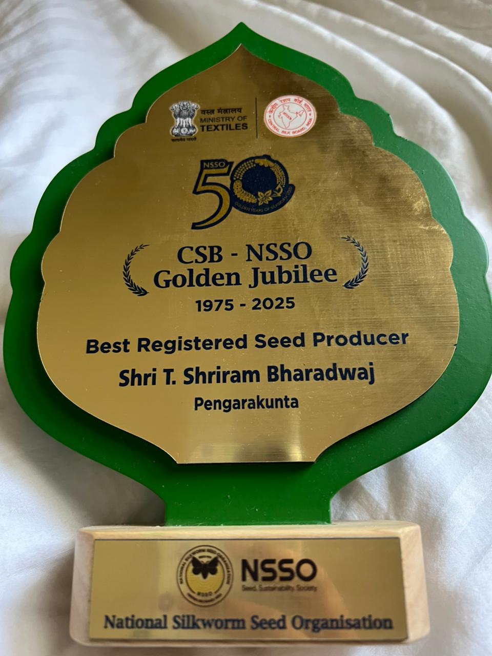 Trophy — Best Registered Seed Producer, CSB-NSSO Golden Jubilee 1975–2025